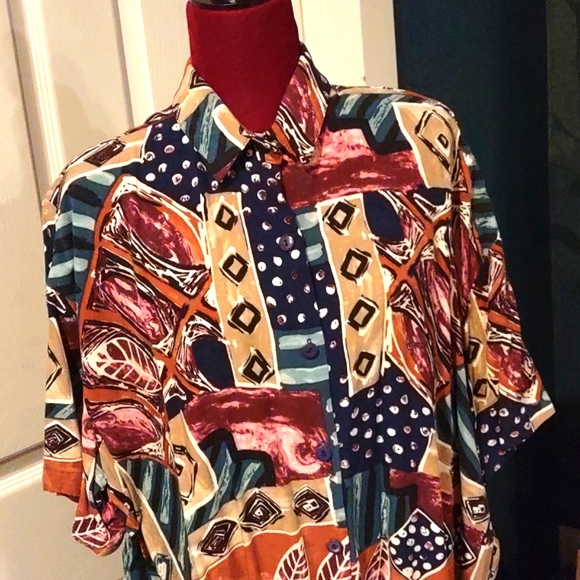 Vintage Caliché Blouse Abstract Leaf - Picture 3 of 12
